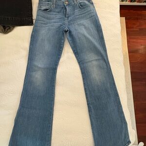 7 For All Mankind Blue Flare Wide Leg Jeans